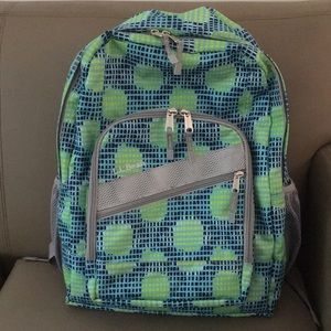 LL Bean Deluxe Book Pack Backpack Emerald Geo Grid